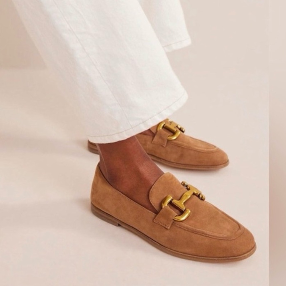 Boden Iris Snaffle Loafers Horse Bit Ginger Snap Suede Preppy Equestrian size 42